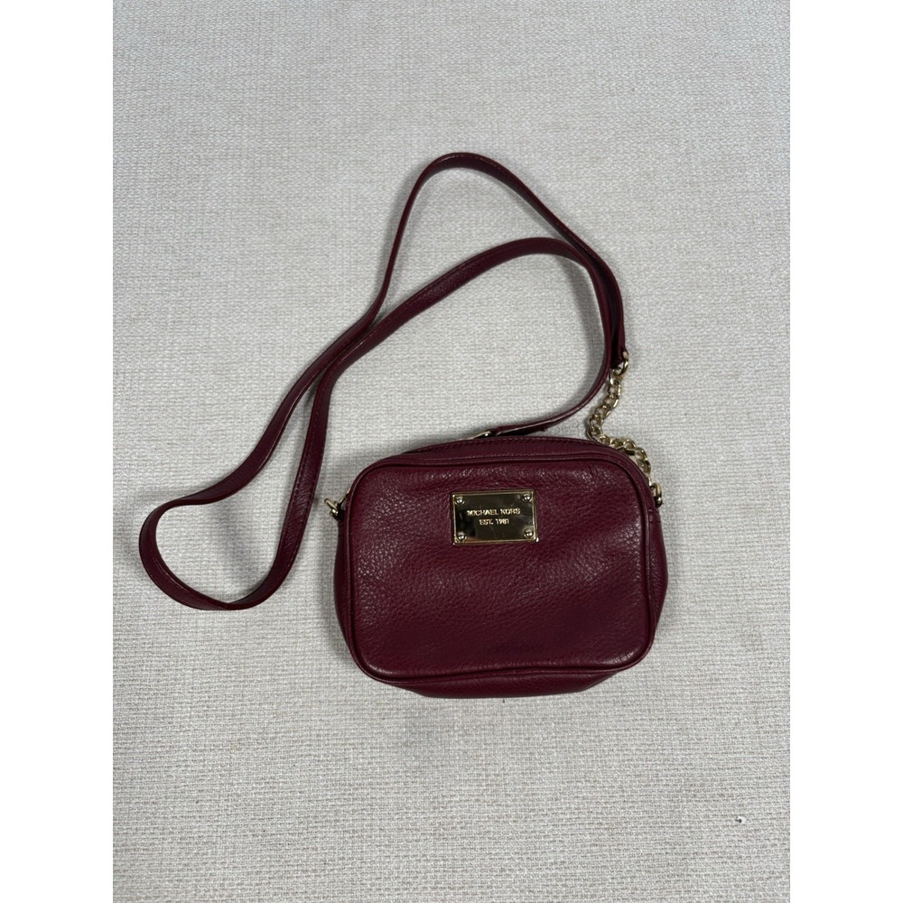 Michael Kors Jet Set Travel Medium Pebbled Leather Crossbody Bag Bright Red